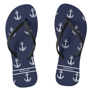 Tongs Ancre nautique personnalisée Salle de bain Ocean N