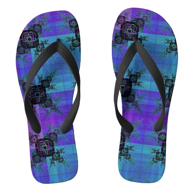 Tongs Aqua et Lilac Jeu de Joie Fractale (Semelle)