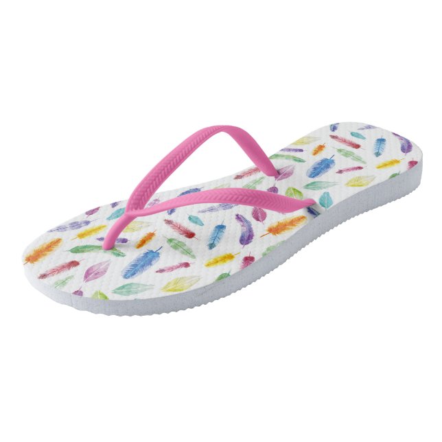 Tongs Aquarelle arc-en-ciel Flops de l'été (Incliné)