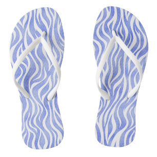 Tongs Aquarelle bleu Denim Zebra Imprimer