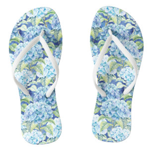 Tongs Aquarelle Blue Hydrangea Fleurs