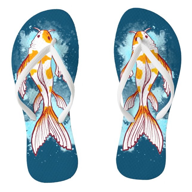 Tongs Aquarelle colorée Koi Poisson Flip Flops (Semelle)