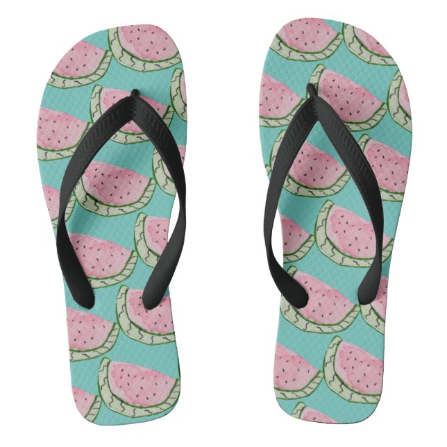Tongs Aquarelle Doodles de pastèque peint à motifs (Semelle)