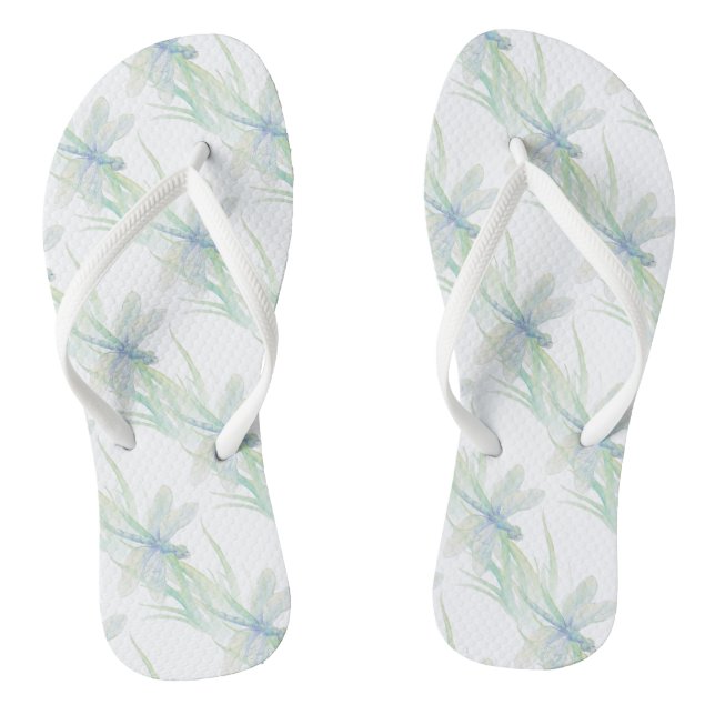 Tongs Aquarelle Dragonfly in Soft Blues & Green Art (Semelle)