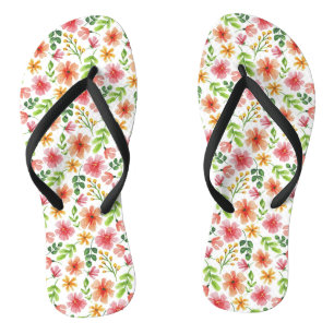 Tongs Aquarelle Fleurs roses Motif Floral
