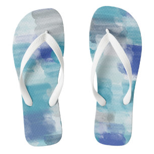 Tongs Aquarelle moderne turquoise et gris Art Abstrait