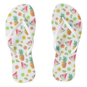 Tongs Aquarelle Motif de fruits en conserve