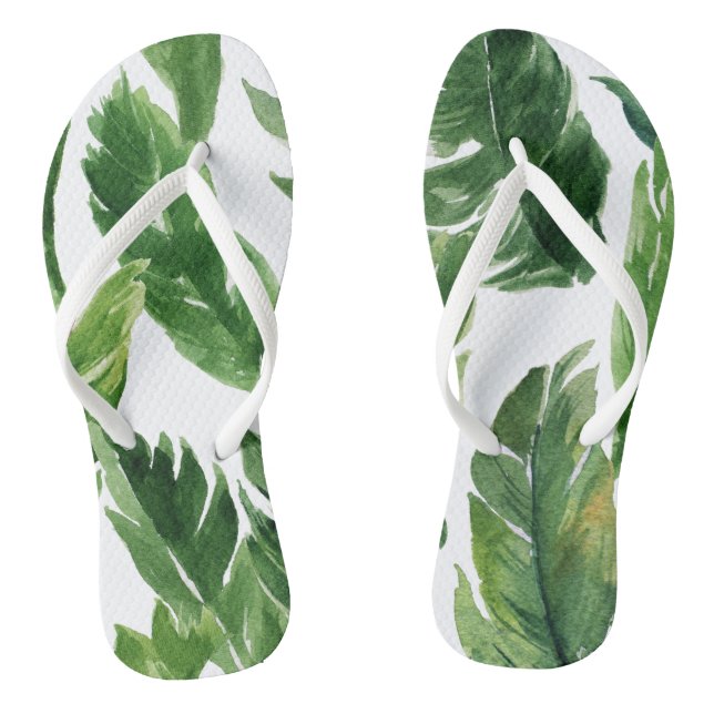 Tongs Aquarelle Tropical Banana Feuille Motif (Semelle)