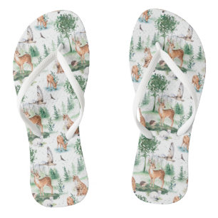 Tongs Aquarelle Woodland Baby Motif animal