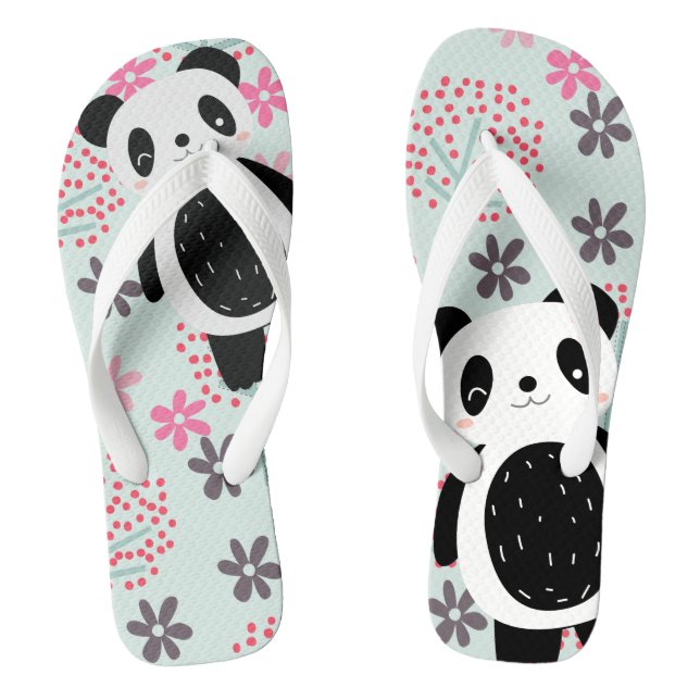 Tongs Arbres, fleurs et ours de panda (Semelle)
