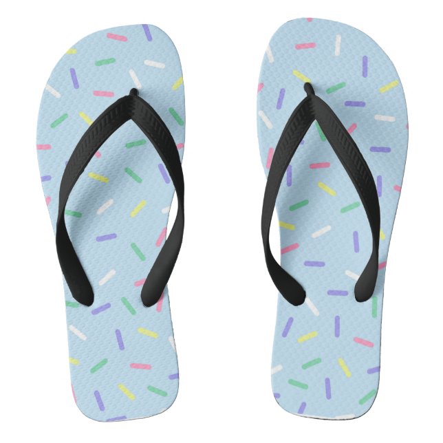 Tongs Arc-en-ciel bleu arrose confetti amusant coloré (Semelle)