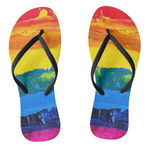 Tongs Arc-en-ciel Peinture acrylique Gay Colours Fierté 