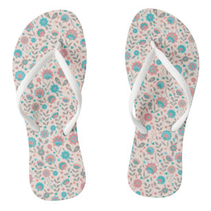 Tongs Art folklorique Turquoise et corallien Modèle flo
