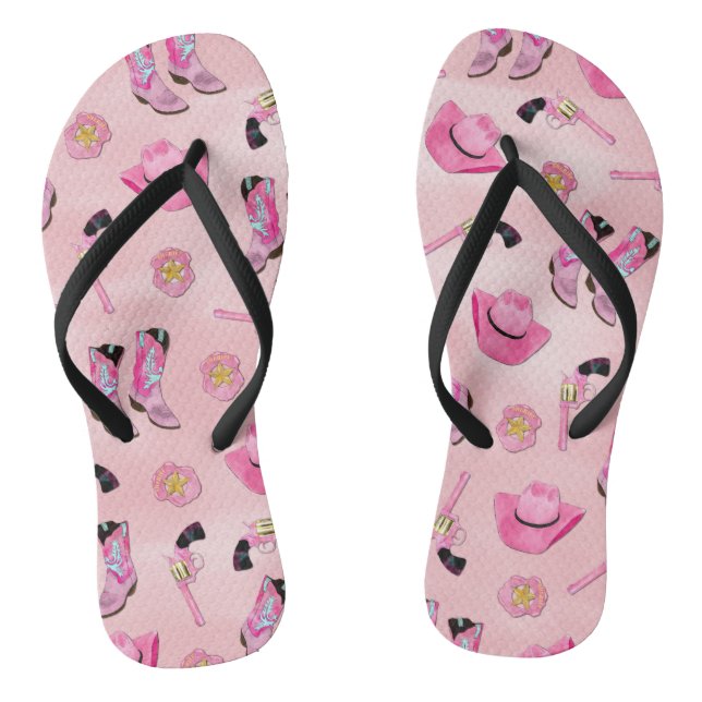 Tongs Artsy mignonne fille rose Turquoise fille aquarell (Semelle)