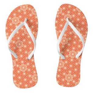 Tongs Asanoha japonais ou motif étoile, orange corail