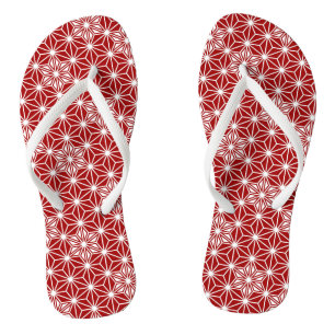 Tongs Asanoha japonais ou motif étoile, rouge foncé