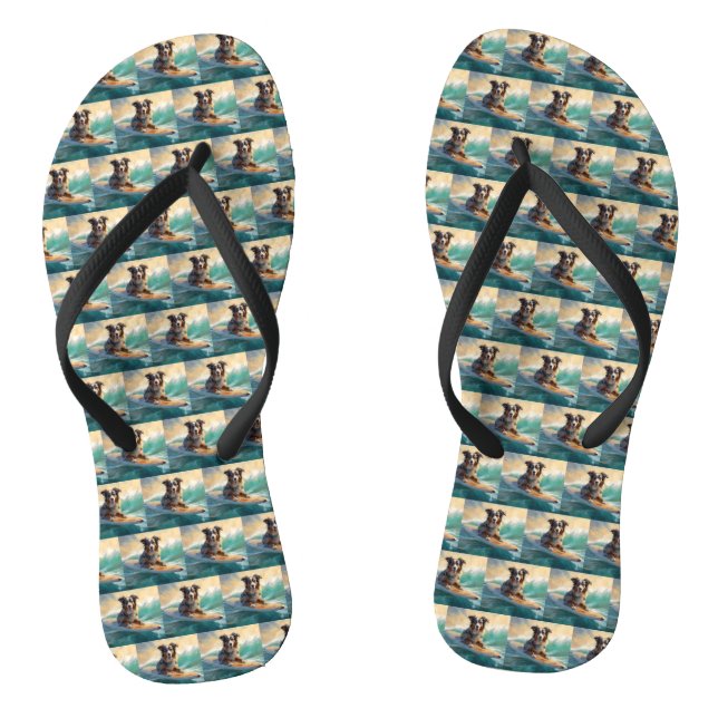 Tongs Australian Shepherd Beach Surfing Peinture (Semelle)