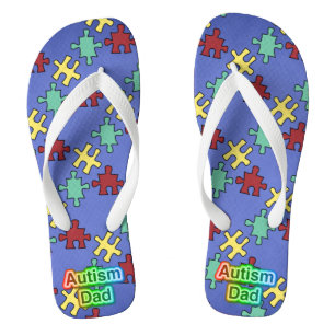 Tongs Autisme Papa unisex Adult Flip Flops, larges brete