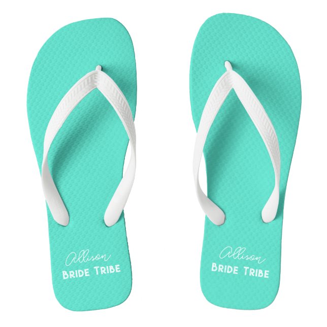 Tongs Bachelorette Aqua Turquoise Personnalisée (Semelle)