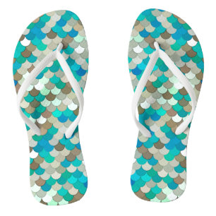 Tongs Balances de sirènes, Turquoise, Aqua, Taupe & Crèm