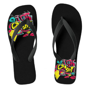 Tongs bande dessinée Abstraite graffiti gronge les lèvre