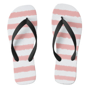 Tongs Bandes blanches roses