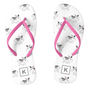 Tongs Bandes d'aquarelle mignonnes avec Monogramme