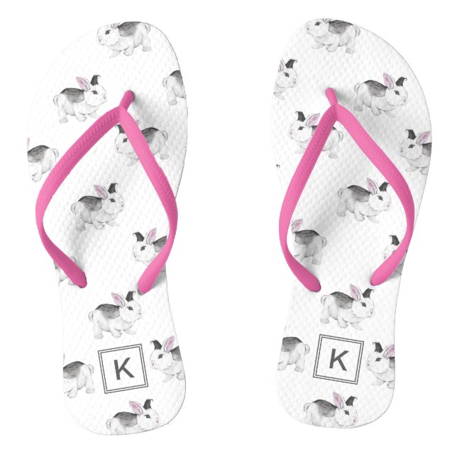 Tongs Bandes d'aquarelle mignonnes avec Monogramme (Semelle)