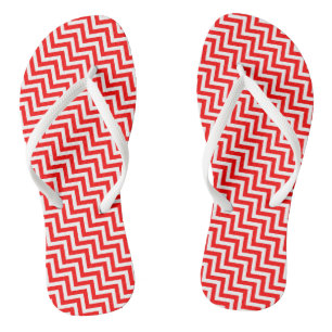 Tongs Bandes diagonales de Chevron rouge et blanc de pet