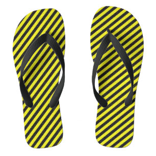 Tongs Bandes diagonales noires et jaunes pour adultes