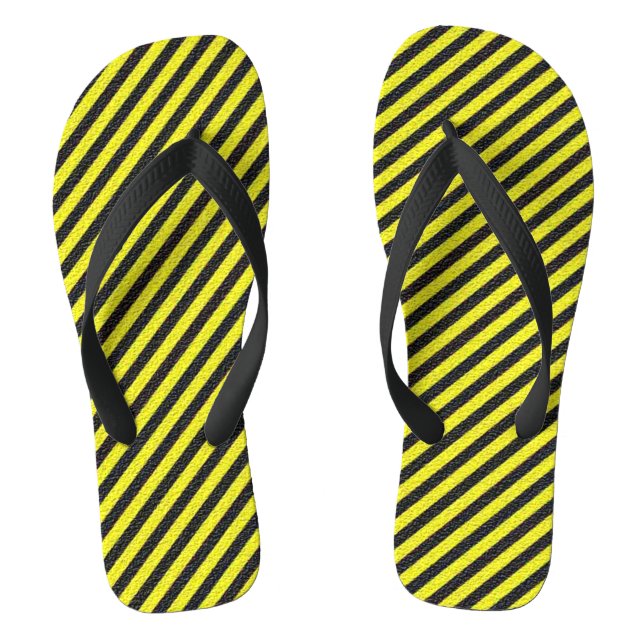 Tongs Bandes diagonales noires et jaunes pour adultes (Semelle)