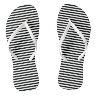 Tongs Bandes horizontales noires et blanches de petite t