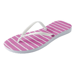 Tongs Bandes roses et blanches