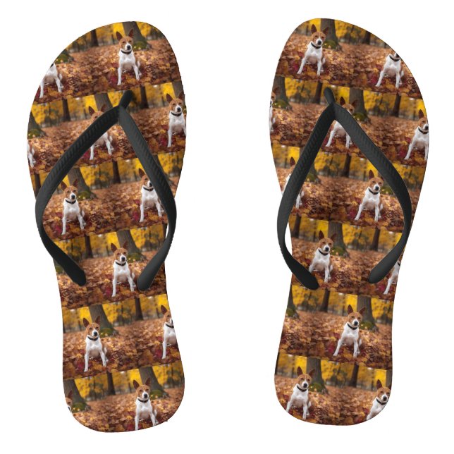 Tongs Basenji en automne Feuilles automne Inspiration (Semelle)