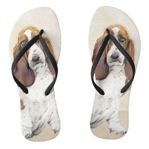Tongs Basset Hound Peinture - Cute Original Chien Art