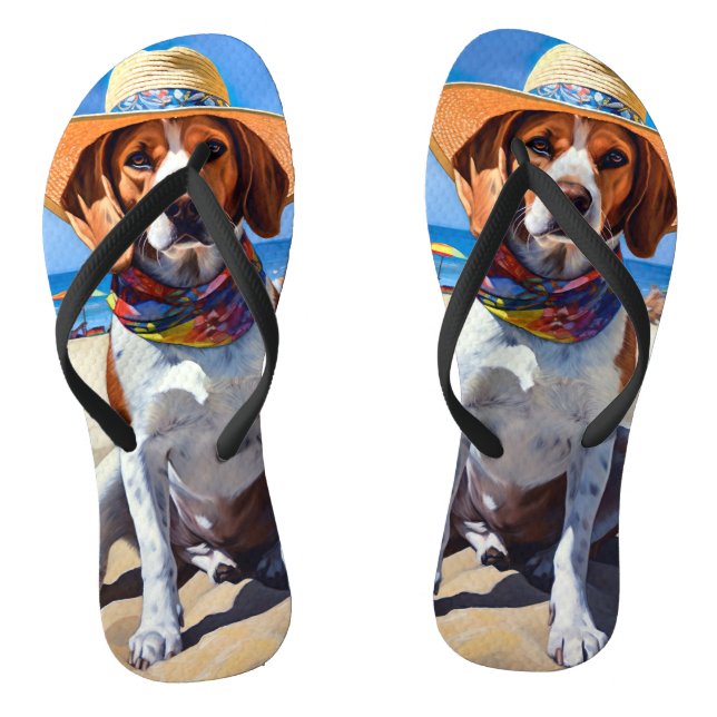 Tongs Beagle sur la plage, cadeau d'été pour les amoureu (Semelle)