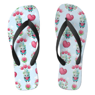 Tongs Beau Floral Mason Jar Hearts Motif