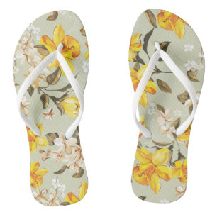 Tongs Beau motif floral brillant