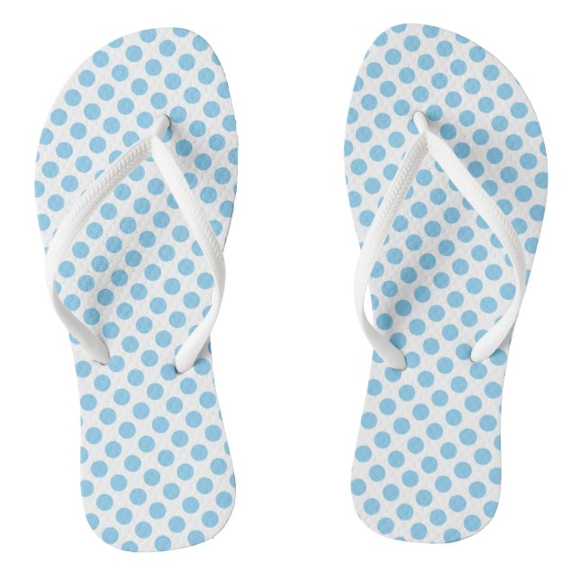 Tongs Bébé bleu sur blanc Pois de taille moyenne (Semelle)