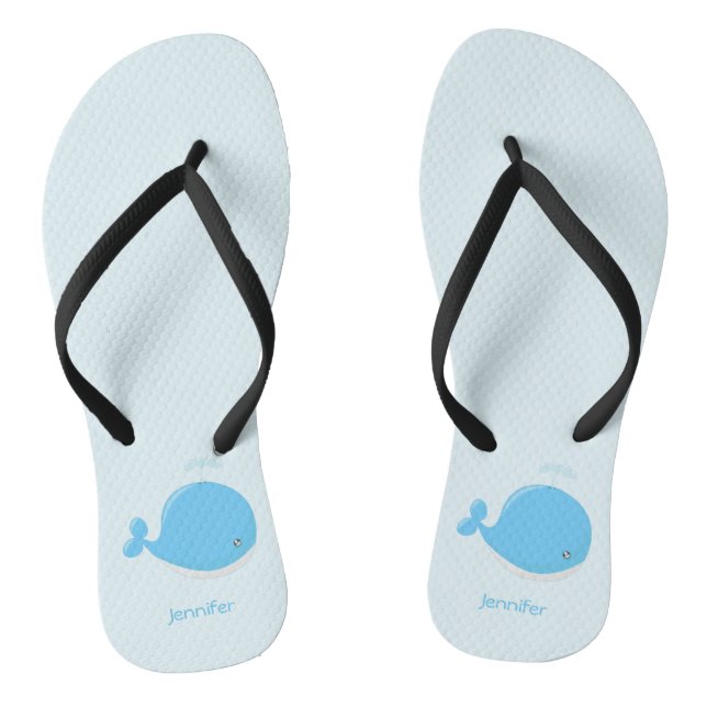 Tongs Belle baleine kawaii dessin animé nom femme (Semelle)