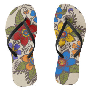 Tongs Belle Conception Florale Retro Boho