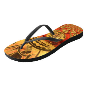 Tongs Belle Couleur Rouge Or Africain Design