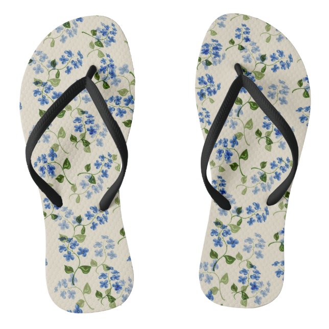 Tongs Belle florale sans couture motif oublier-me-pas bl (Semelle)