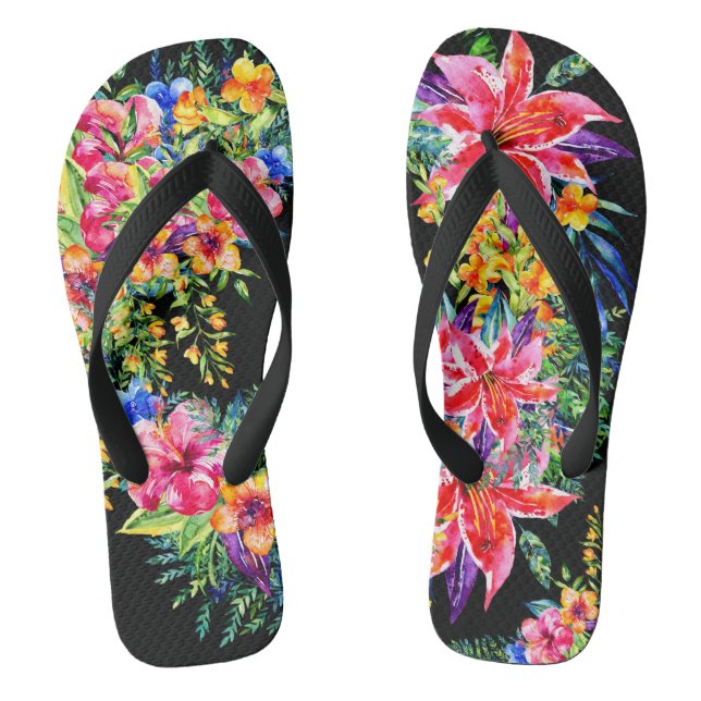 Tongs Belles fleurs tropicales en fleurs Flip Flops (Semelle)