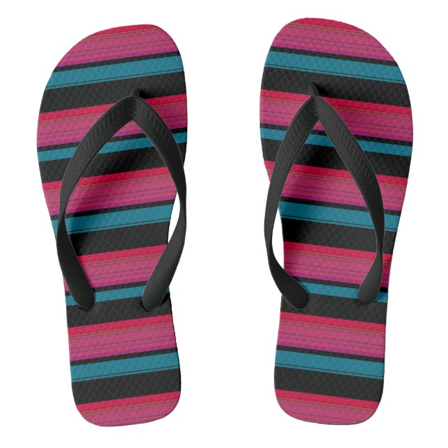 Tongs Belles rayures rose noire (Semelle)