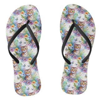 Tongs Bengale Chat et Fleurs Flip Flop