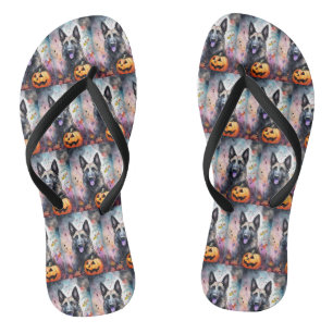 Tongs Berger Belge D'Halloween Avec Peur Citrouille