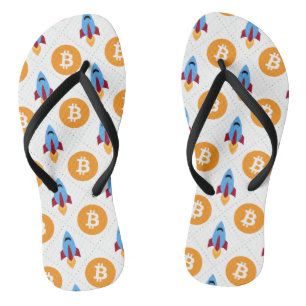 Tongs Bitcoin Vers Le Motif De Fusées Lune