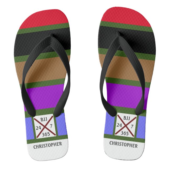 Tongs BJJ Jiu Jitsu 24 7 365 Belt Stripes Gym (Semelle)