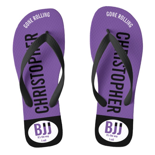 Tongs BJJ Purple Belt Rolling Ajouter Votre Nom Jiu Jits (Semelle)
